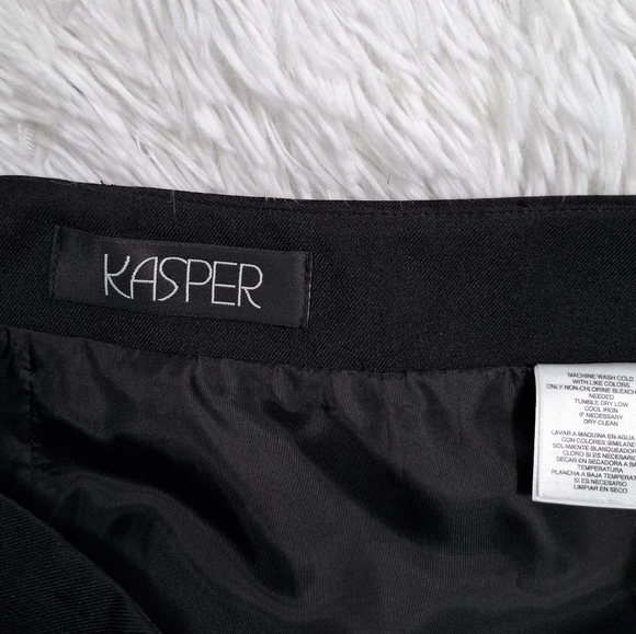 Kasper Classics Women's Pencil Skirt 2 Back Splits Solid Black 10 Petite - Picture 8 of 9